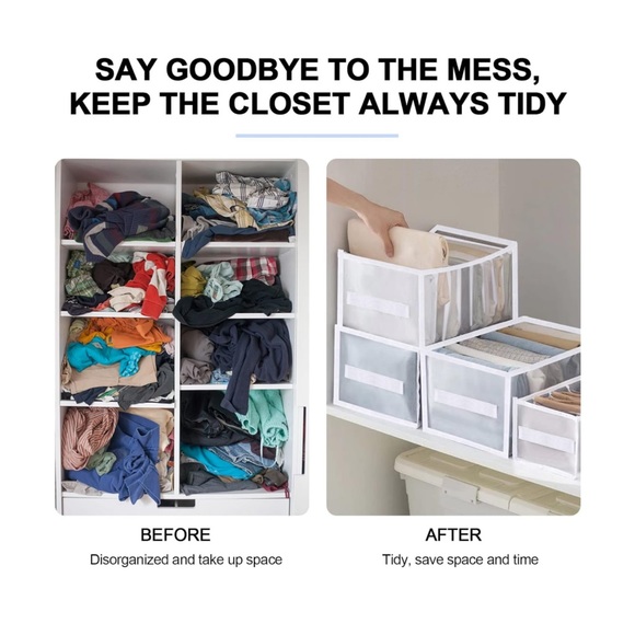 3 Packs Wardrobe Clothes Organizer, Washable Jeans Compartment Storage B… - Picture 11 of 11